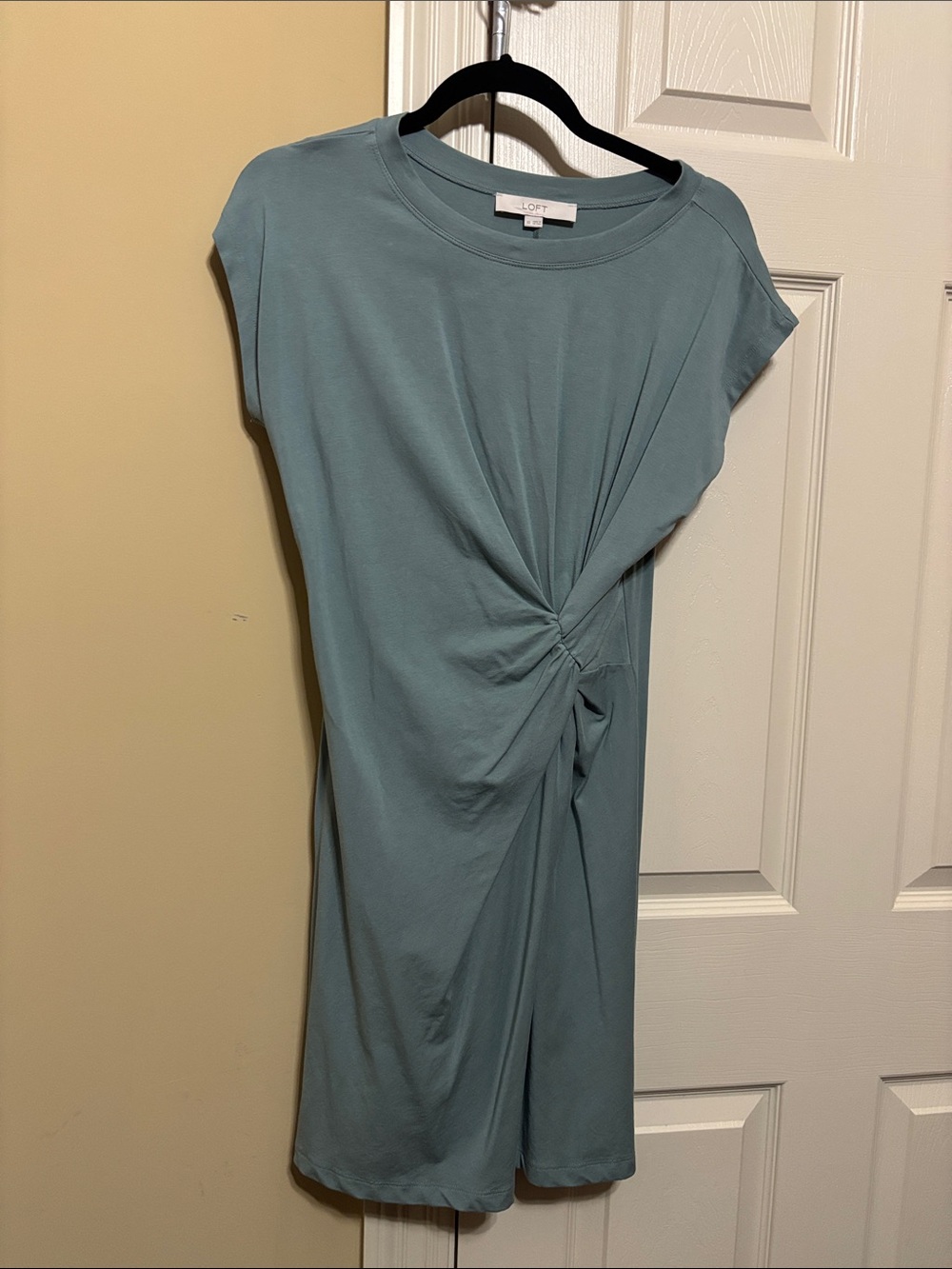 LOFT Twist-Knot Midi Dress in Dusty Teal